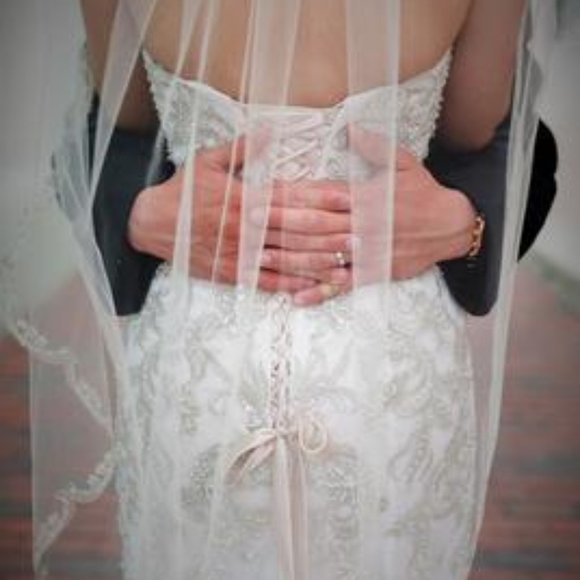 Alfred Angelo Beaded Fit & Flare Wedding Dress - Picture 7 of 8